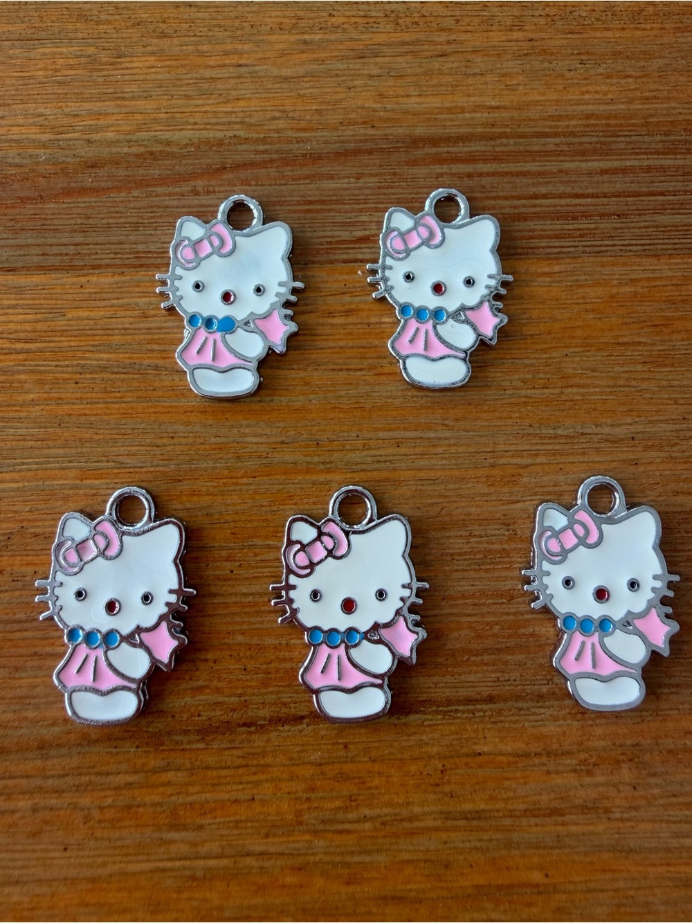 5 Hello Kitty Style Metal Charms for Jewelry Craft Making